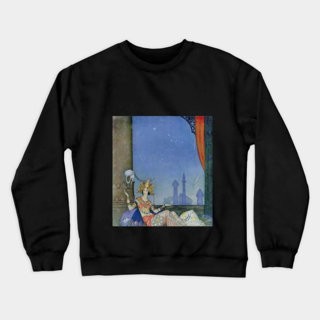 Arabian Scheherazade Illustration Crewneck Sweatshirt by CozyCanvas